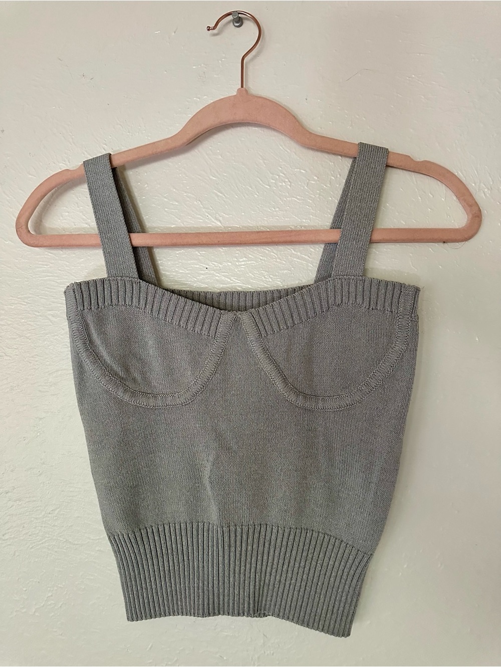 Line & Dot Gray Ribbed Knit Bustier Tank